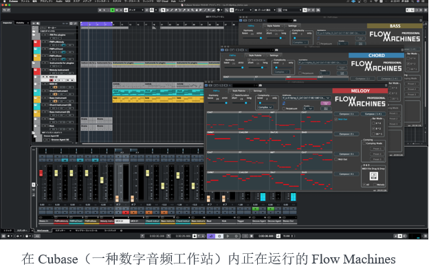 在Cubase（一种数字音频工作站）内正在运行的Flow Machines