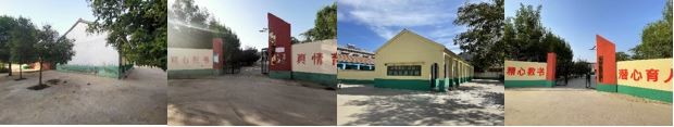 索尼幫助翻新學校外觀，翻新前（左一、二）；翻新后（右一、二）