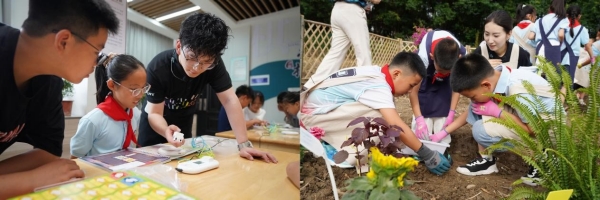 嘉兴南湖学院志愿者、索尼协生农法专家为孩子们授课
