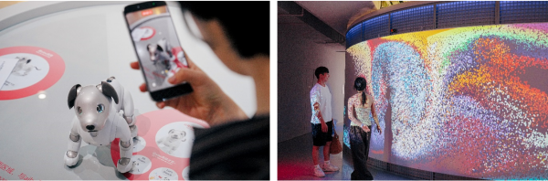 左:索尼aibo机器狗-奇奇(男生) 右:“幻彩熠境”体验区