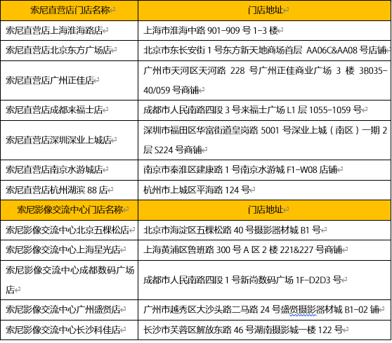 索尼线下体验店地址