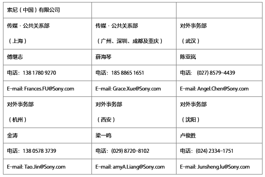 索尼（中国）有限公司公共关系联系表