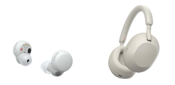 索尼舒适入耳真无线降噪耳机LinkBuds S （左）和双芯驱动头戴旗舰降噪耳机WH-1000XM5（右）