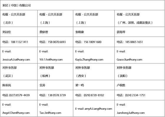 索尼（中国）有限公司公共关系联系表