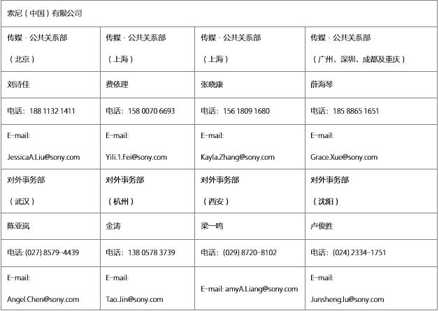 索尼（中国）有限公司公共关系联系表