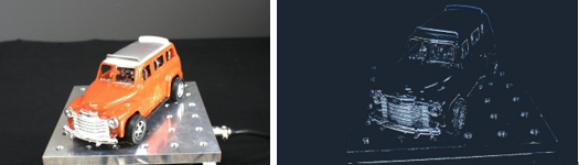 成像示例1：振动检测（左：基于帧的图像，右：变化监测传感）